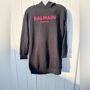 Balmain Black Hoodie Dress Spell Out Detail XS *read description*